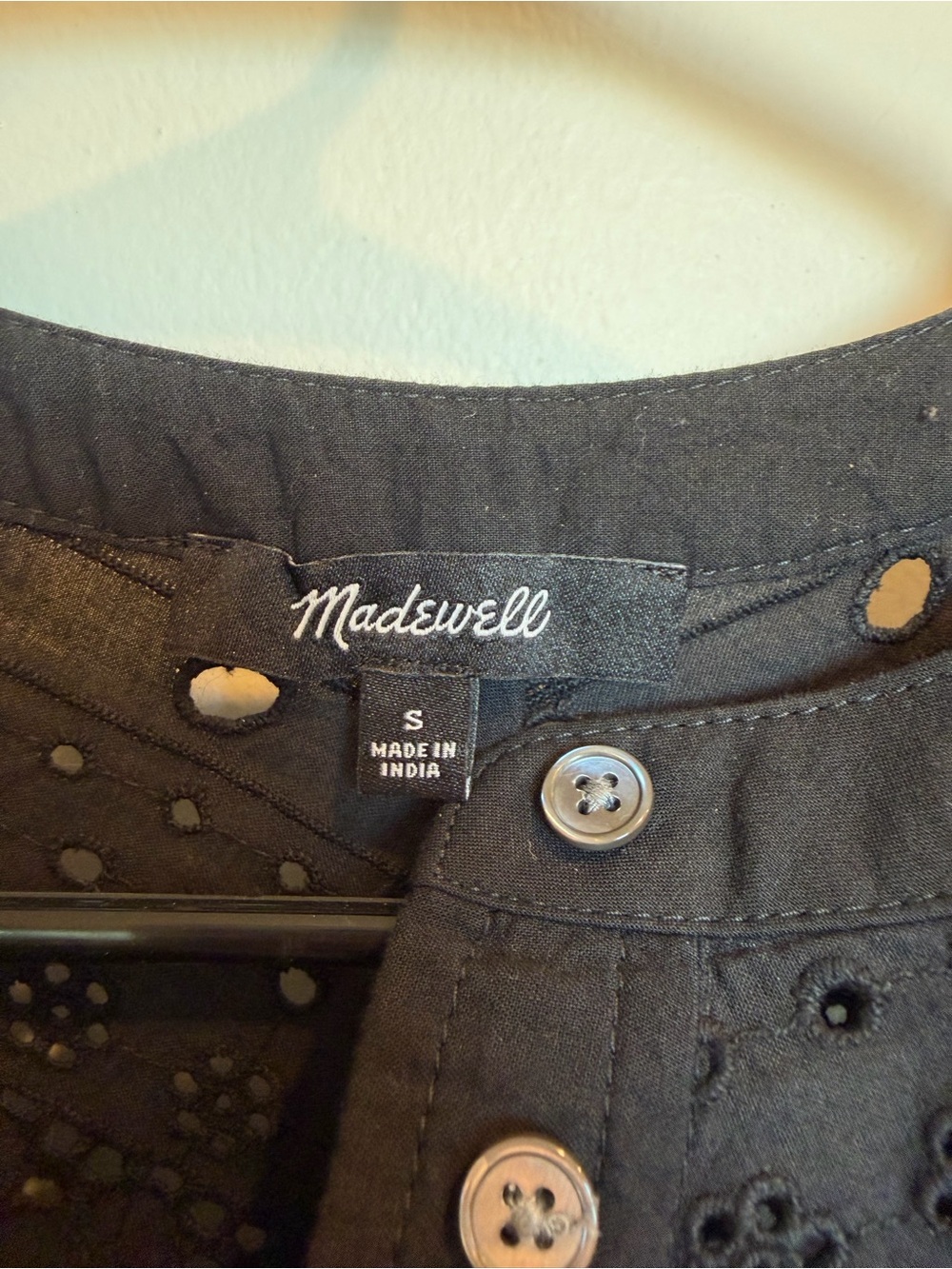 Madewell Black Eyelet Elodia Peasant Top - Picture 3 of 3